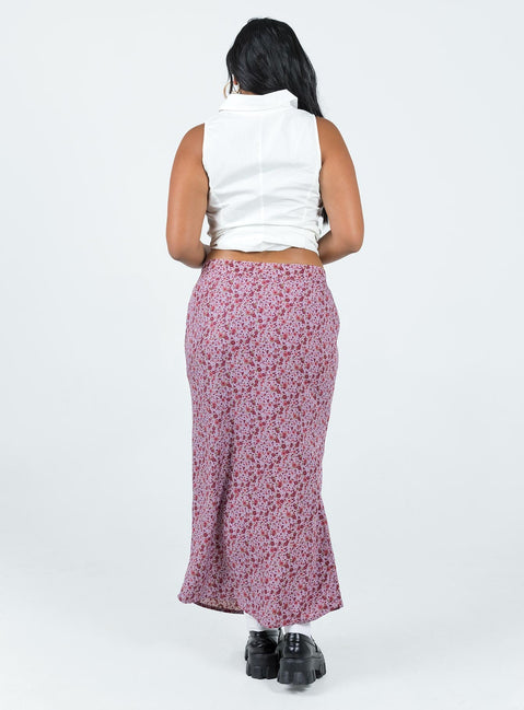 product Motel Relow Skirt 90S Floral Burgundy Princess Polly  Maxi 