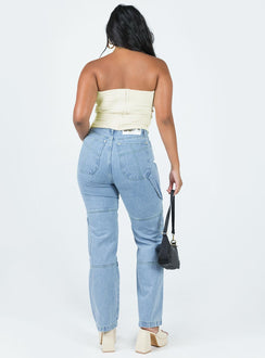 product Princess Polly Mid Rise  The Ragged Priest Combat Organic Cotton Denim Light Blue