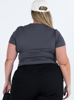 product Princess Polly Short Sleeves Crew Neck  Lowell Top Grey Curve