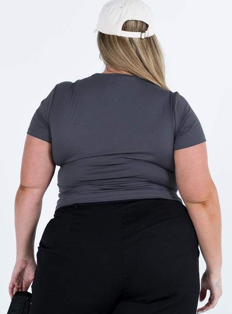 product Princess Polly Short Sleeves Crew Neck  Lowell Top Grey Curve