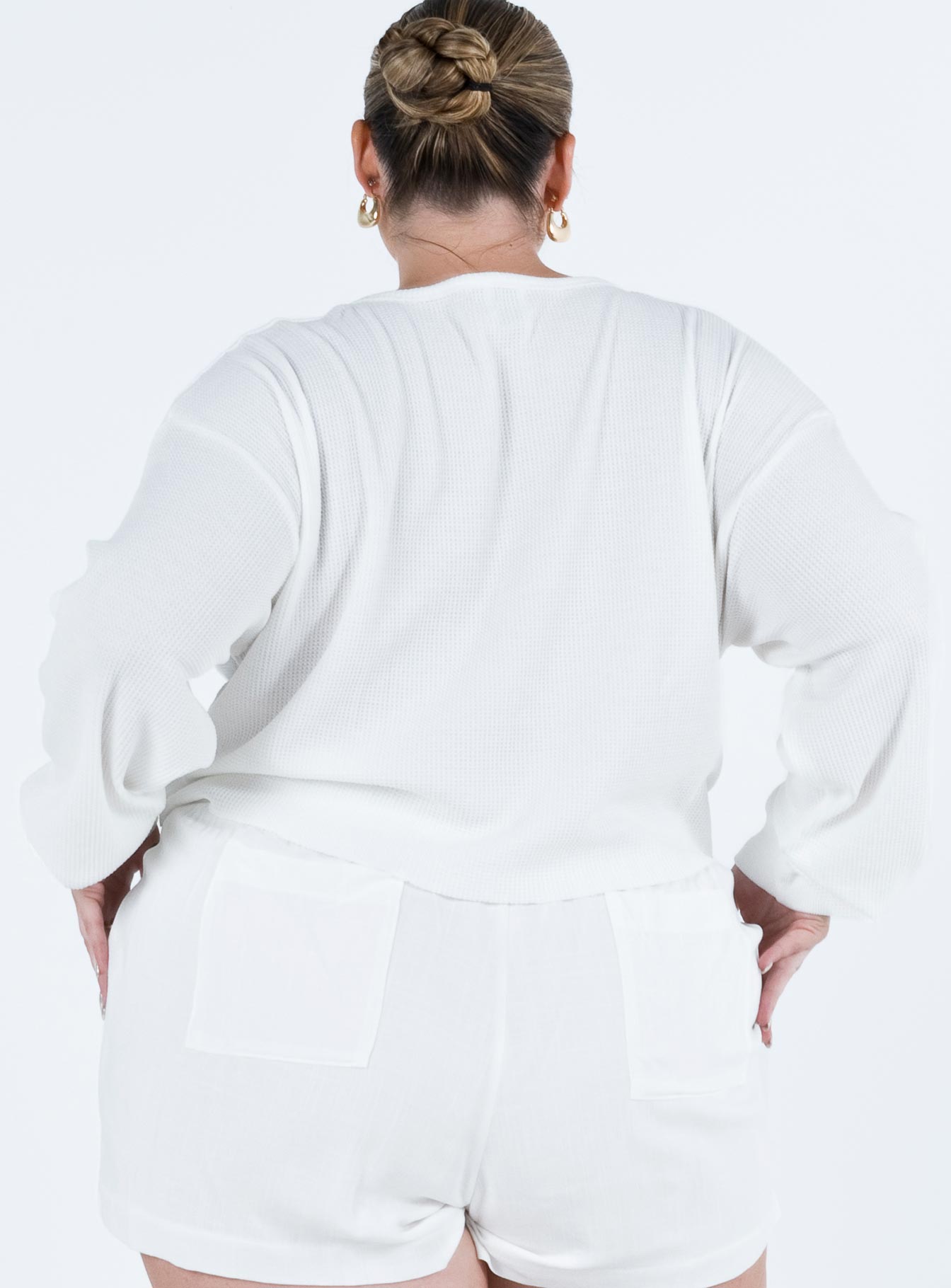 Mia Cropped Henley White Curve Princess Polly  Cropped 