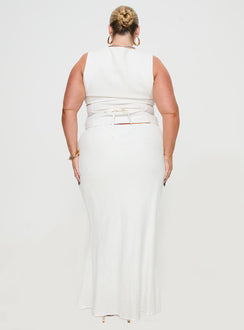 Mercer Linen Blend Maxi Skirt White Curve