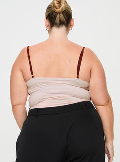 back view of model wearing Princess Polly Maidenwell Contrast Top Pink Curve Sleeveless Square Neck 