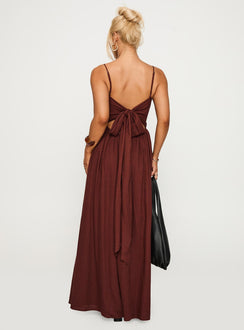Palisades Tie Up Maxi Dress Brown