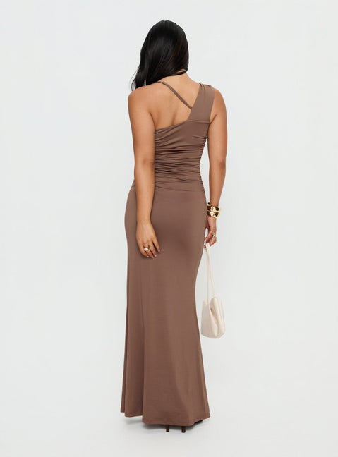 Britani One Shoulder Maxi Dress Mocha