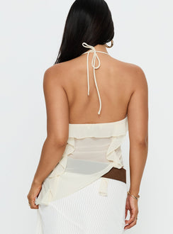 Dedra Sheer Frill Top Cream