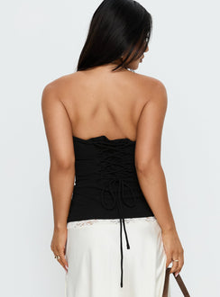 Loreto Strapless Tie Back Top Black