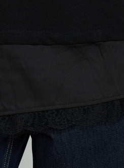 Dalarie Layered Lace Oversized Tee Black