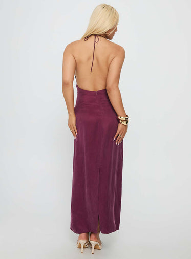 True Companion Halter Maxi Dress Berry