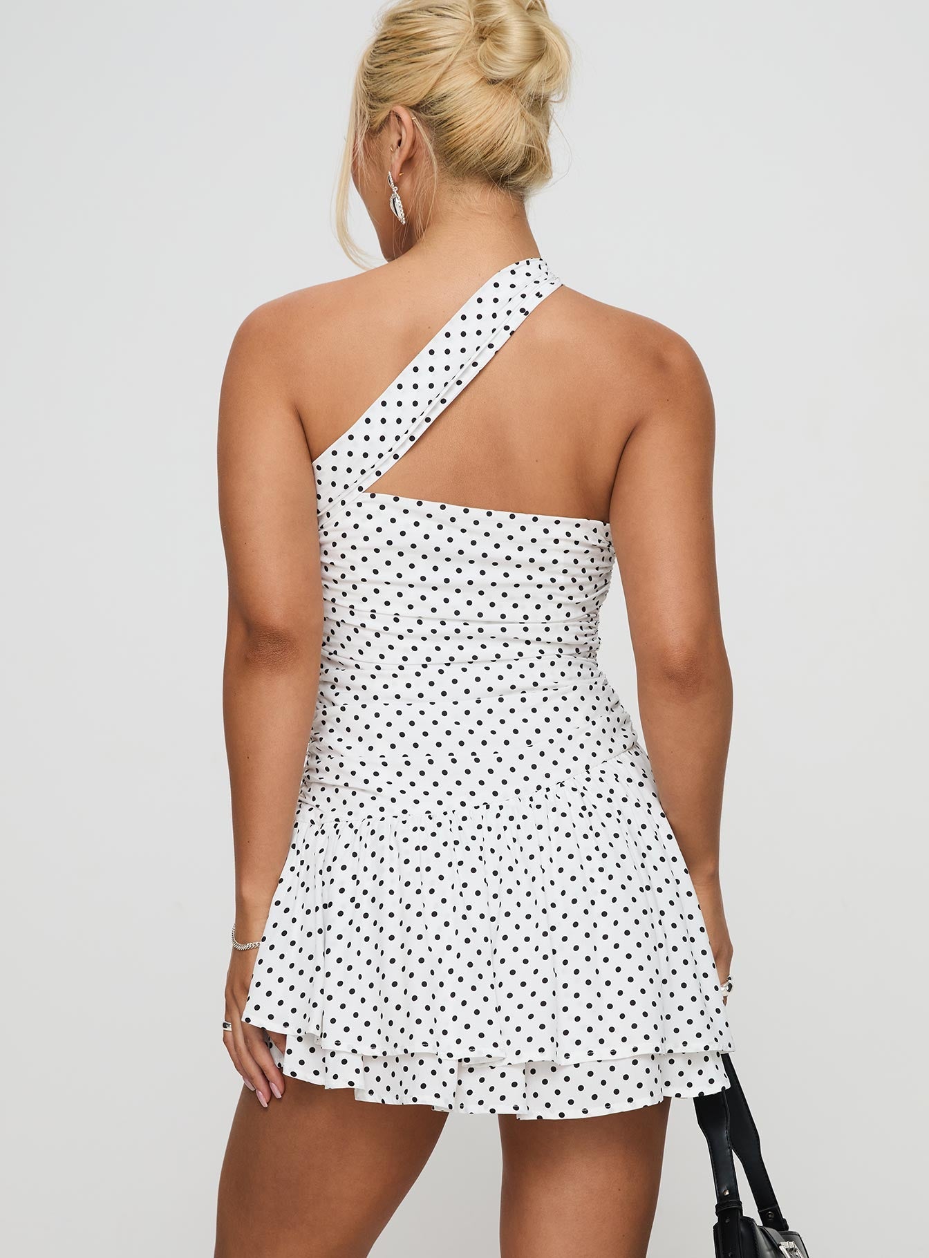 Hot white polka dot one shoulder dress Top Sellers Black Friday