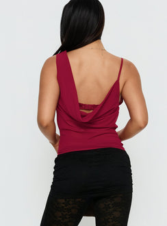 Kiandria Draped Bra Detail Top Cherry
