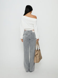 Pipper Asymmetrical Button Up Jeans Grey Wash