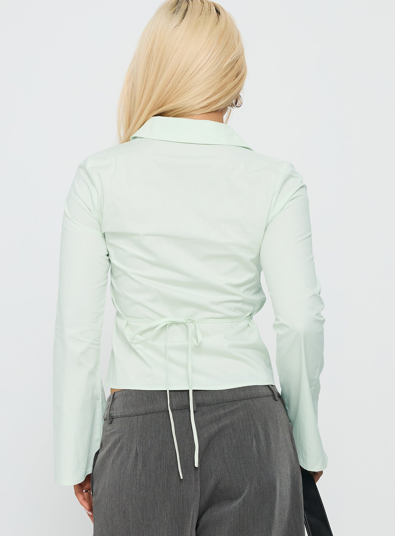 Fame Game Zip Up Collared Top Mint