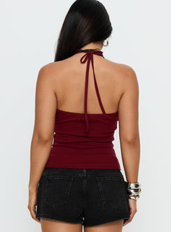 Sentiment V Neck Cami Top Burgundy