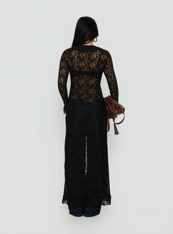 Long Nights Long Sleeve Lace Maxi Dress Noir