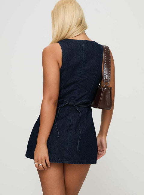 Ainsleigh Shift Denim Playsuit Dark Wash