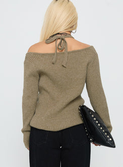 Sensibility Halter Detail Knit Sweater Green