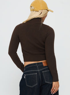 So Exclusive Zip Through Knit Jumper Brown