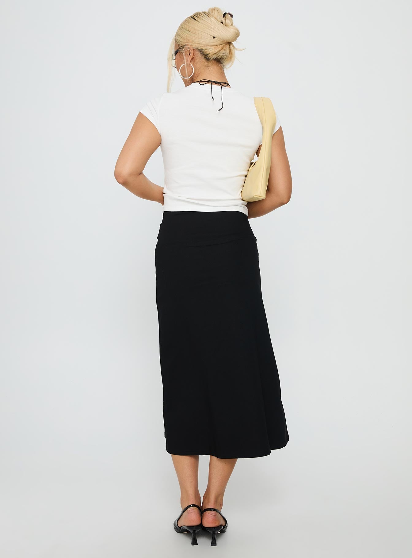 Ammie Studded Belt Midi Skirt Black