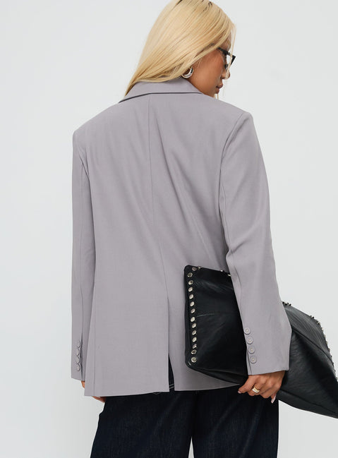 Crowd Pleaser Oversized Blazer Grey