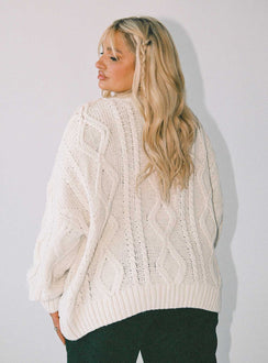 Anaya Oversized Sweater Beige Curve Princess Polly  long 