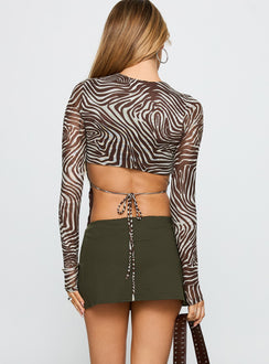 back view of model wearing Princess Polly For The Thrill Skort Green 