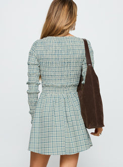Generations Long Sleeve Mini Dress Green Check