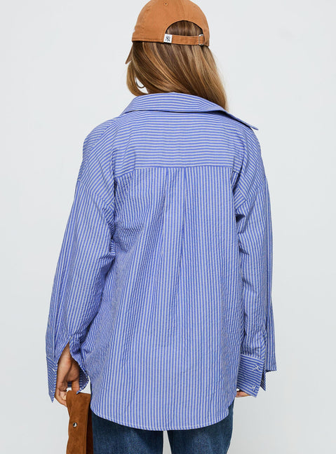 Mallin Shirt Mid Blue Stripe