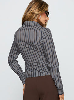 New Favourite Top Grey Stripe