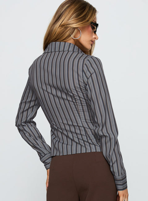 New Favourite Top Grey Stripe