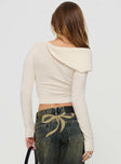 Long sleeve top Knit material, fold detail at bust, one-shoulder style, ribbed trim Good stretch, unlined 