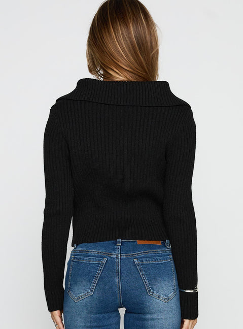 Extraordinary Collared Knit Sweater Black