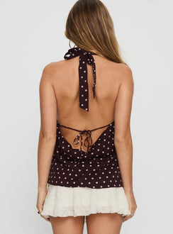 Ileanna Plunge Tie Back Top Wine Polka