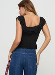 Top Sweetheart neckline, frill detail, tie fastening, split hem Non-stretch material, unlined   Princess Polly Lower Impact  