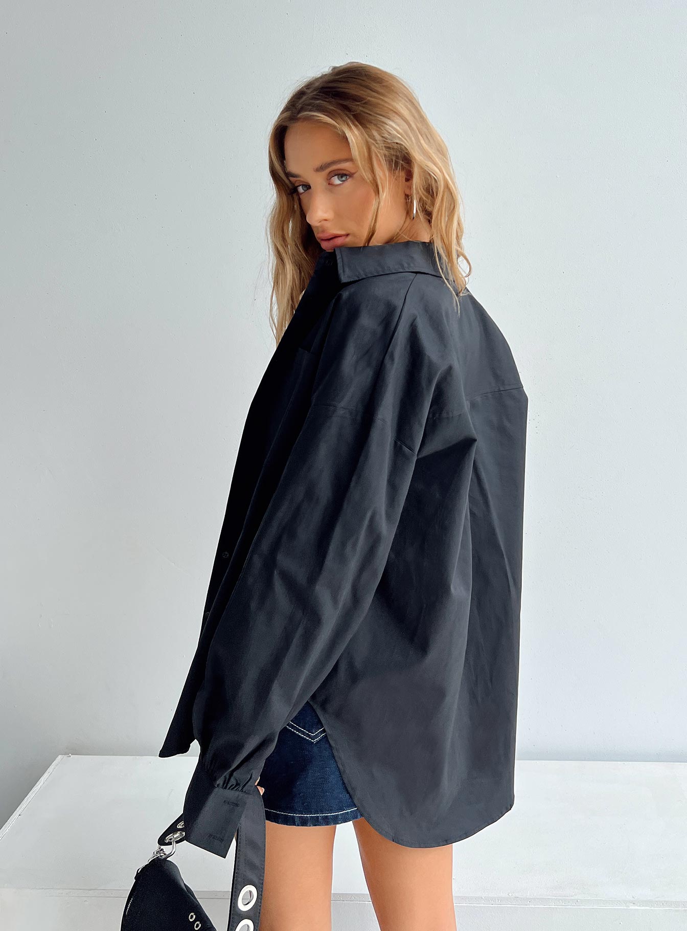 product Princess Polly Full Sleeves Plunger  Lindford Shirt Black