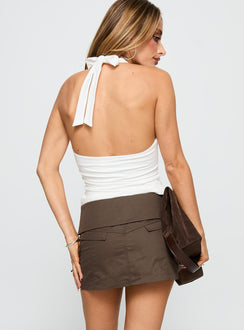 back view of model wearing Princess Polly Isibel Skort Brown 
