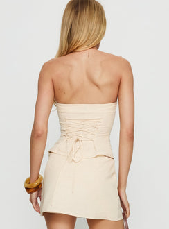 Delila Strapless Tie Up Top Cream