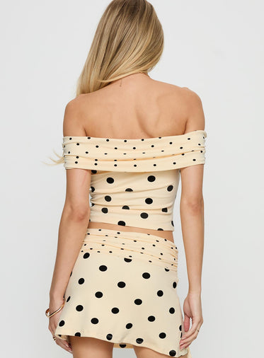 Aneira Off Shoulder Top Cream Polka