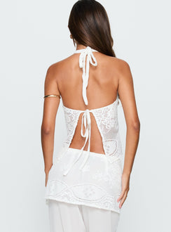 Claudie Lace Halter Neck Top White