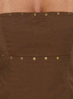Starr Studded Strapless Top Brown
