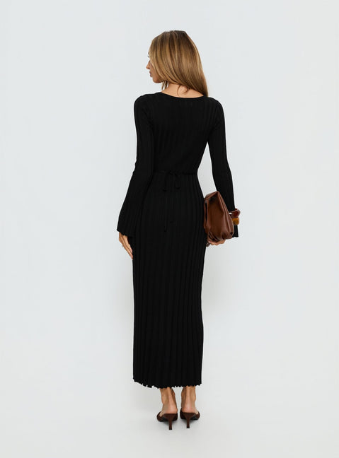 Gratuita Long Sleeve Rib Maxi Dress Black