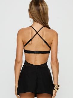 Nyome Lace Backless Bodysuit Black