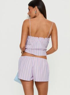 Pepita Drawstring Shorts Pink Stripe