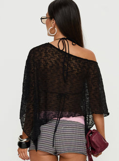 Nelida Sheer Poncho Black