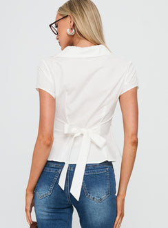 Akiyo Button Up Blouse Top White