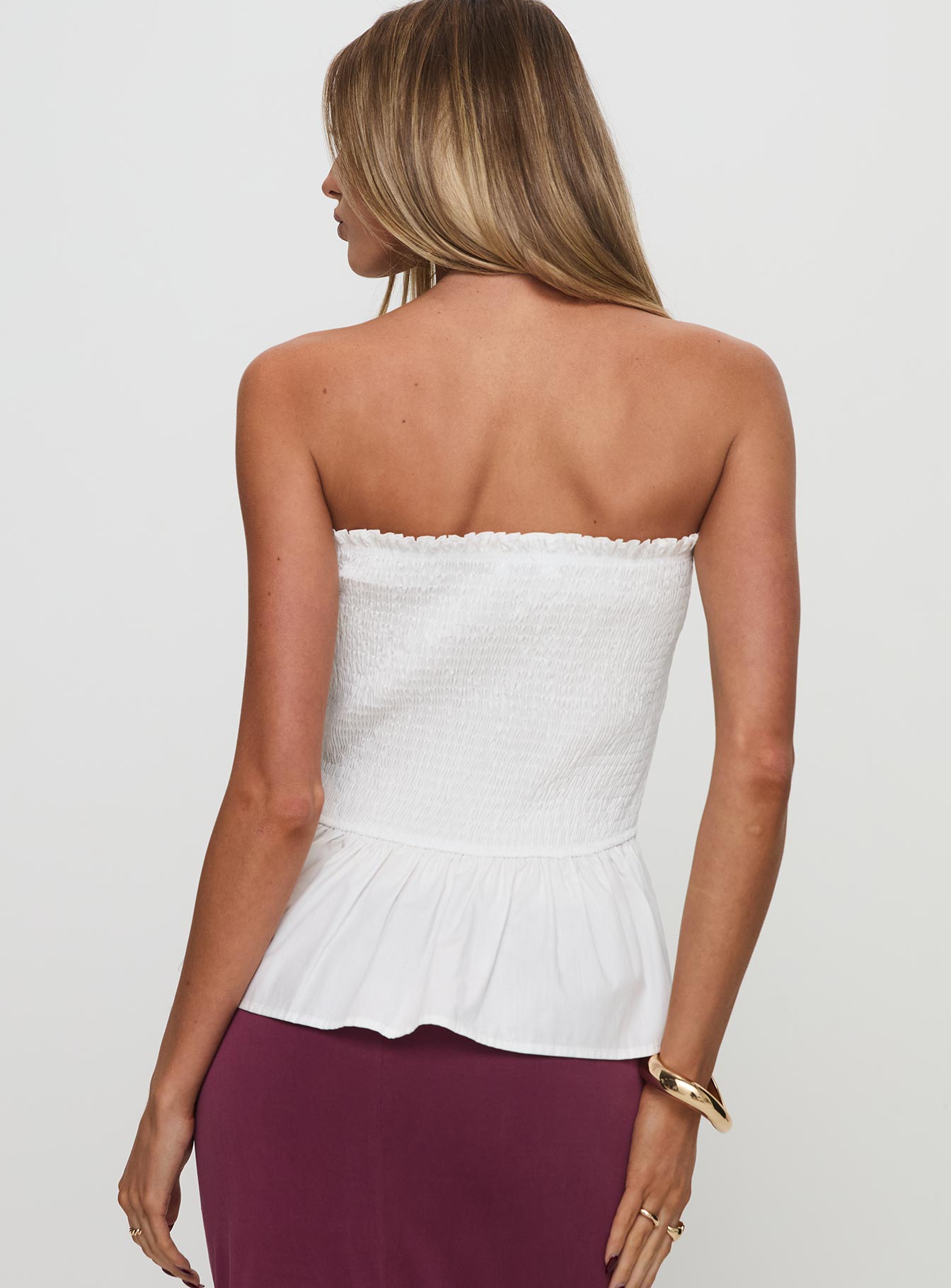 Jaymie Strapless Bow Top White