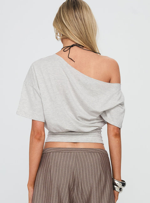 Ashlinn Off Shoulder Drapey Top Grey