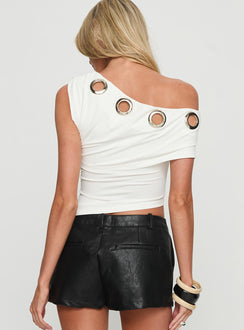 Noteworthy Eyelet Detail Off Shoulder Top White