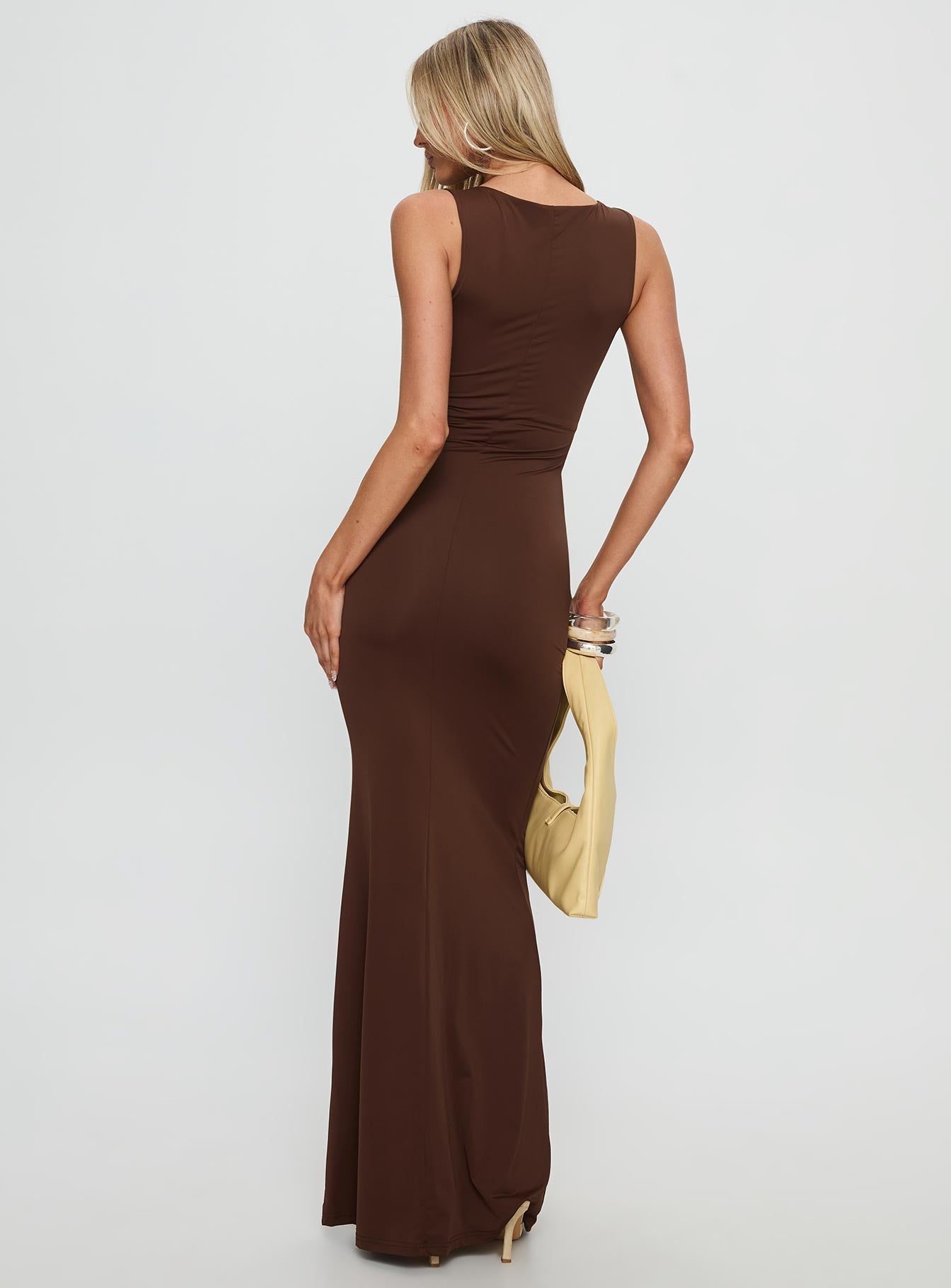 Pivotal Twist Detail Maxi Dress Brown