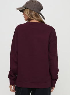 product Princess Polly All Day Crewneck Sweatshirt Wine Long 